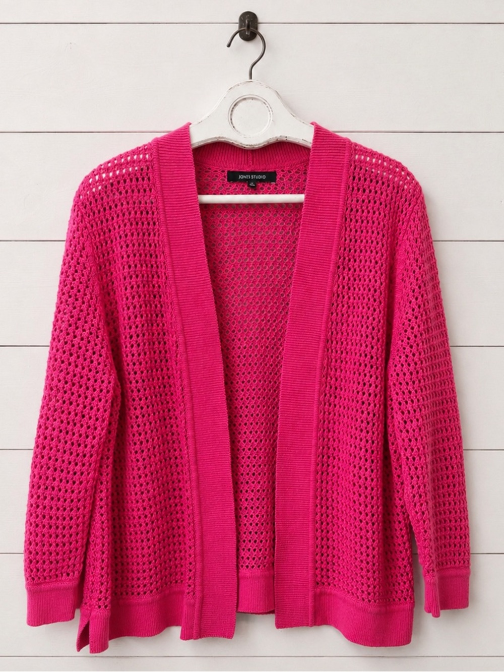 Jones Studio Fuchsia Open-Knit Sweater